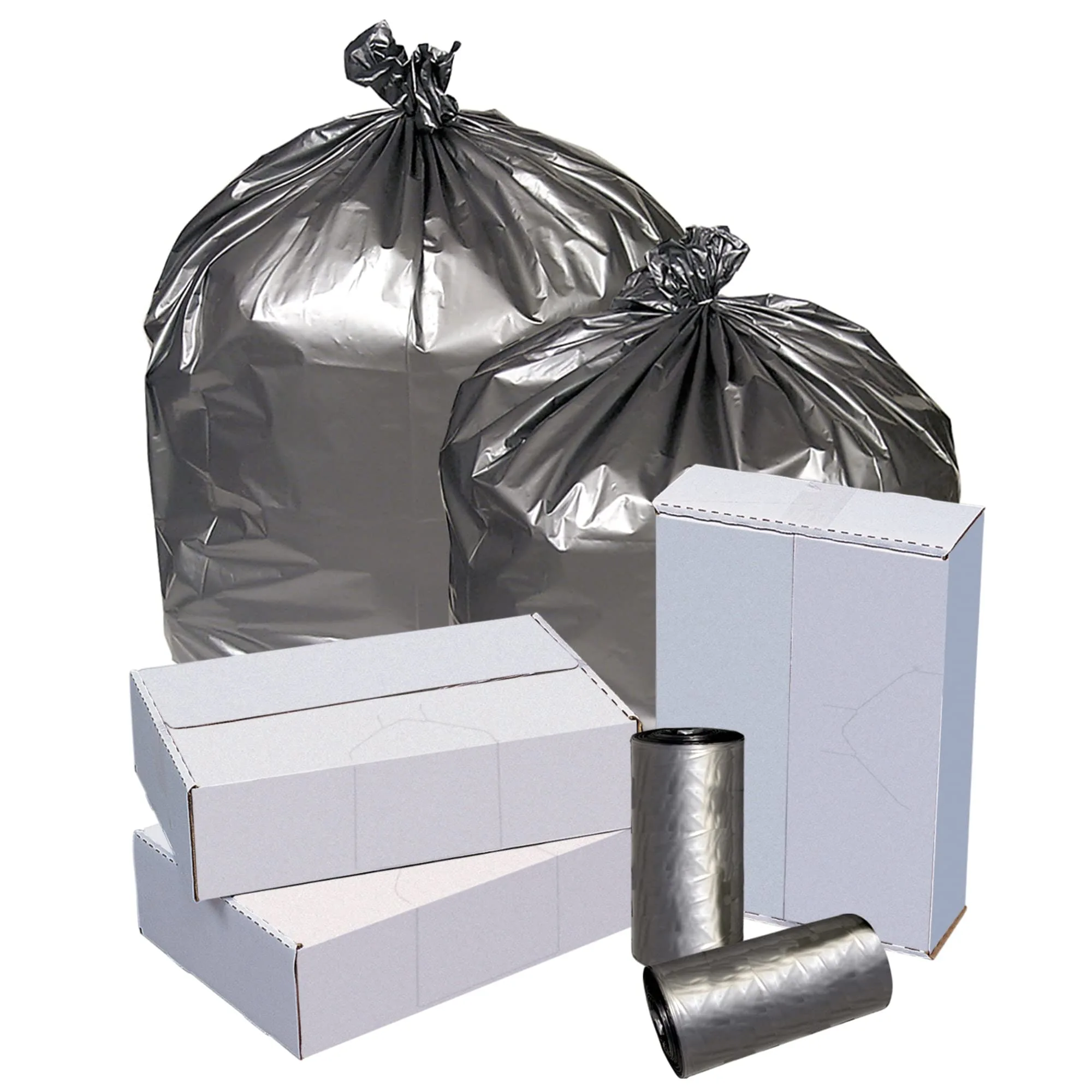 Highmark™ Linear Low Density Can Liners, 1.7-mil, 56 Gallons, 43" x 47", Silver, Box Of 50