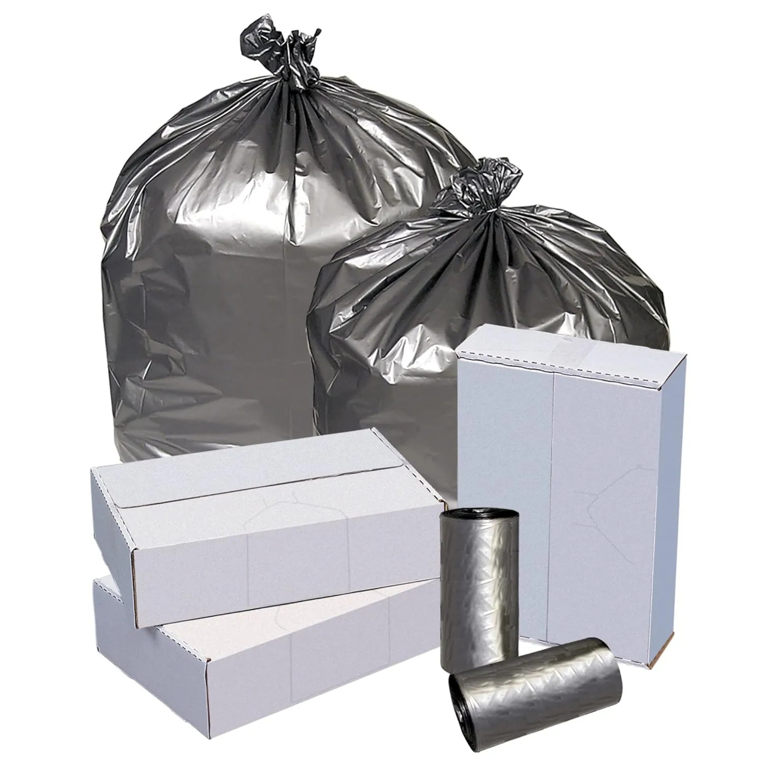 Highmark™ Linear Low Density Can Liners, 1.7-mil, 56 Gallons, 43" x 47", Silver, Box Of 50