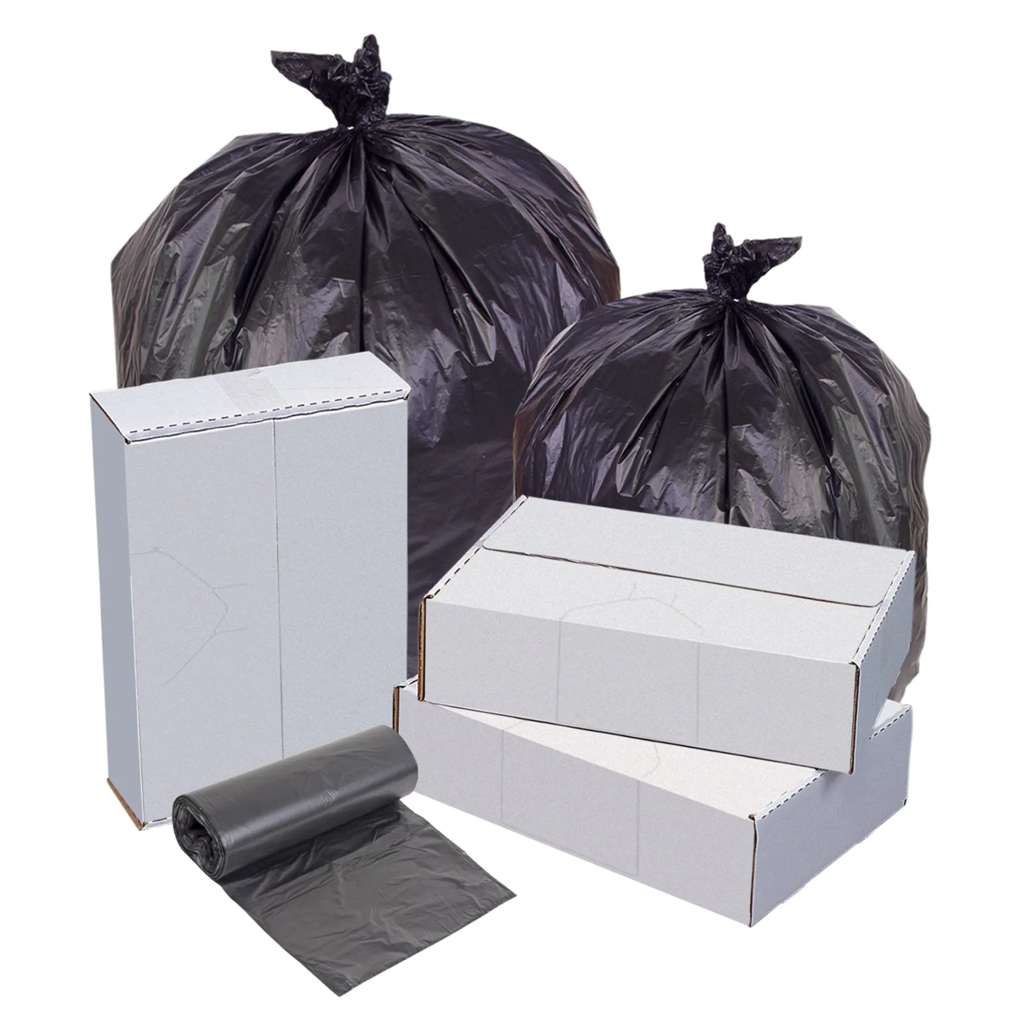 Highmark High-Density Can Liners, 22 Mic, 56 Gallons, 43" x 48", Black, Box Of 150