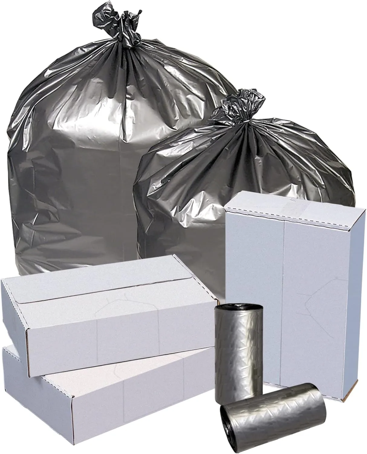 Highmark™ Linear Low Density Can Liners, 1.7-mil, 60 Gallons, 38" x 58", Silver, Box Of 50