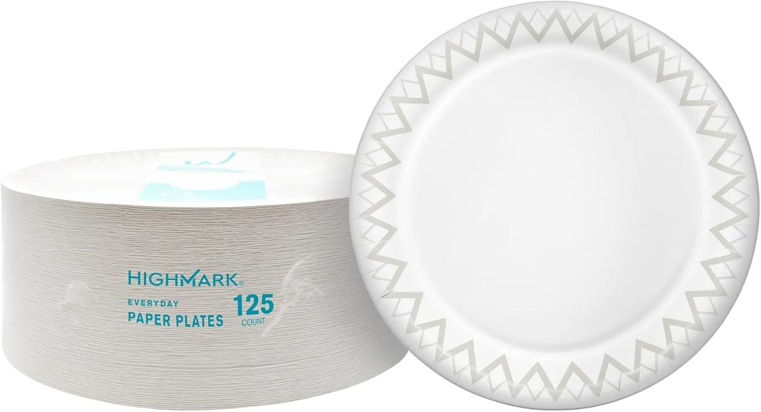Highmark Paper Plates, 8-3/4in, Printed White, Pack Of 125