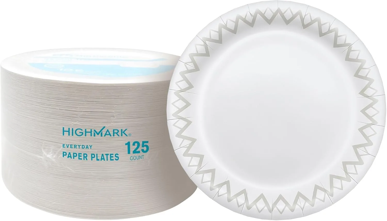 Highmark Disposable 6-3/4in Printed White Paper Plates - Pack of 125