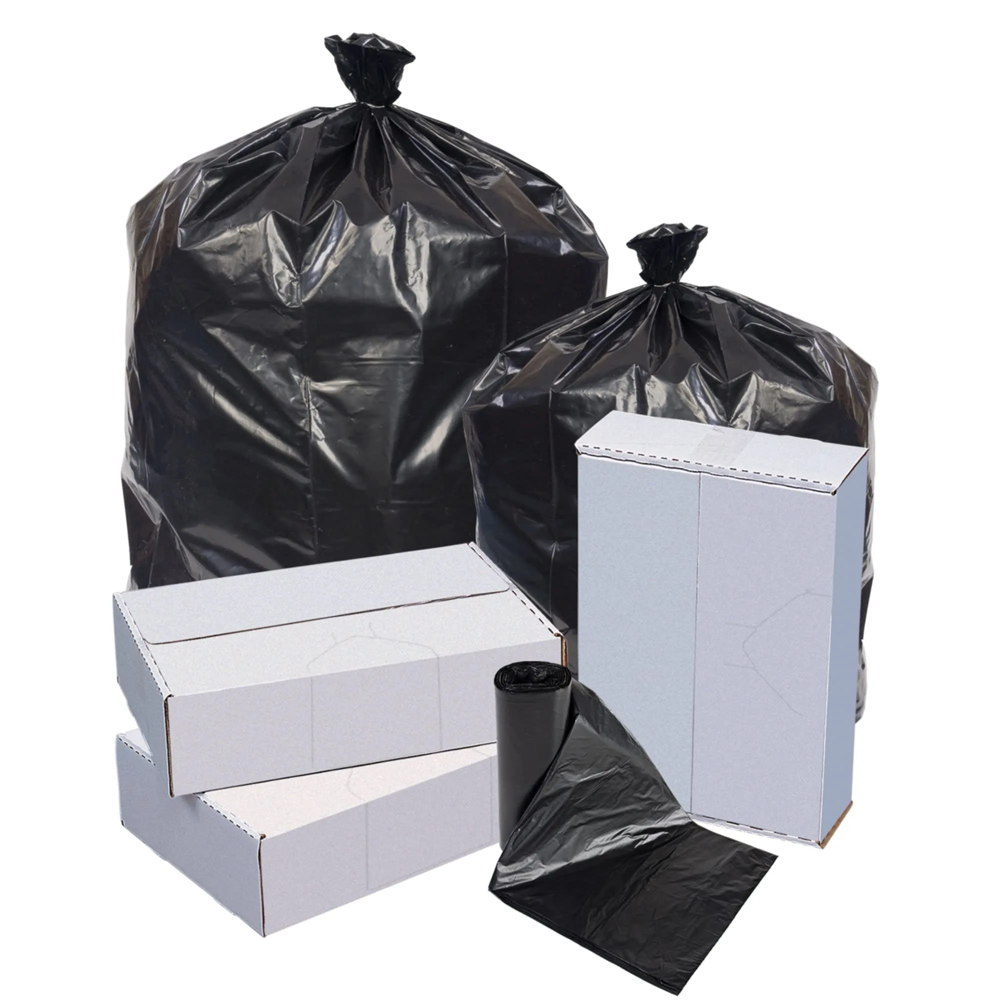 Highmark™ Repro Trash Liners, 1.5 mil, 60 Gallons, 70% Recycled, Black, Box Of 100 Liners