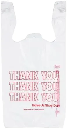 Inteplast Hilex Poly Thank You Bags, 21"H x 11 1/2"W x 6 1/2"D, White, Pack Of 500