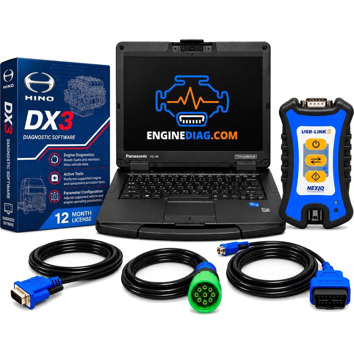 Hino DXIII + NEXIQ USB-Link 3 Diagnostic Laptop Kit