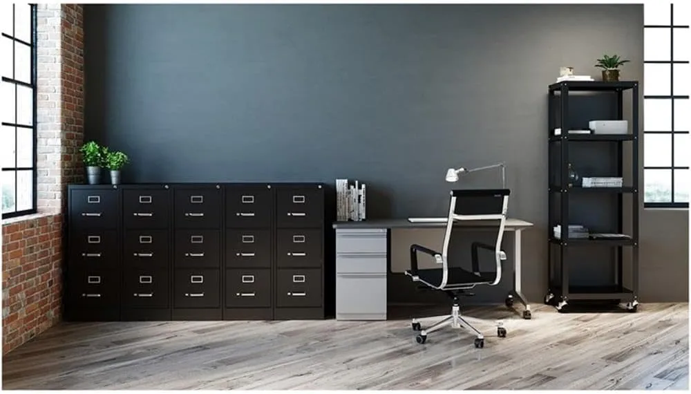 Hirsh 22-in Deep 3 Drawer - Letter Width - Vertical Metal File Cabinet - Black - Commercial Grade - Fully Assembled