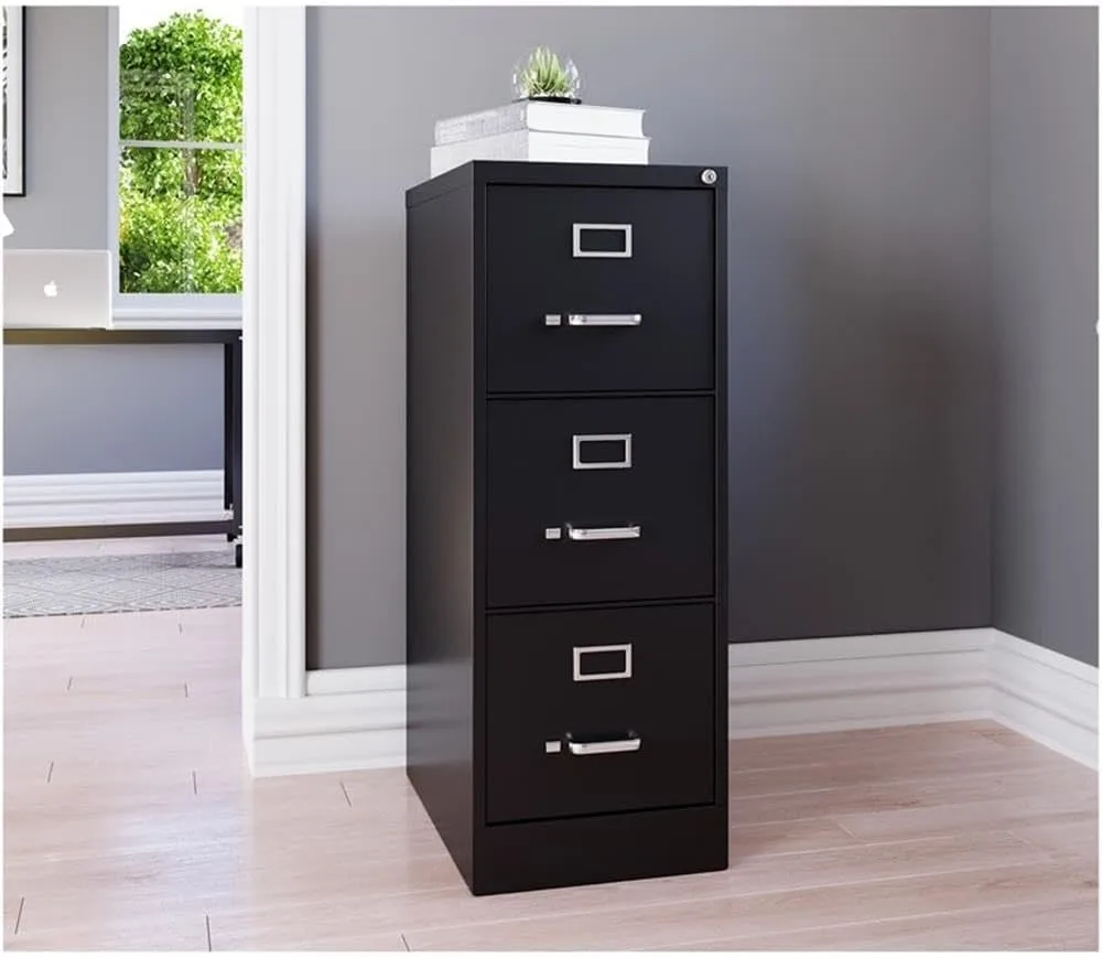 Hirsh 22-in Deep 3 Drawer - Letter Width - Vertical Metal File Cabinet - Black - Commercial Grade - Fully Assembled