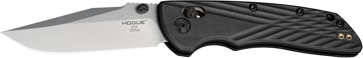 Hogue Deka ABLE Lock Folding Knife 3.25" CPM-MagnaCut Stonewashed Clip Point Blade, Black Polymer Handles