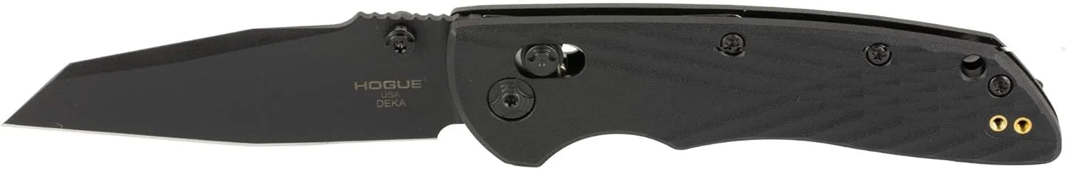 Hogue Deka ABLE Lock Folding Knife 3.25" CPM-MagnaCut Black Cerakote Modified Wharncliffe Blade, Black Polymer Handles