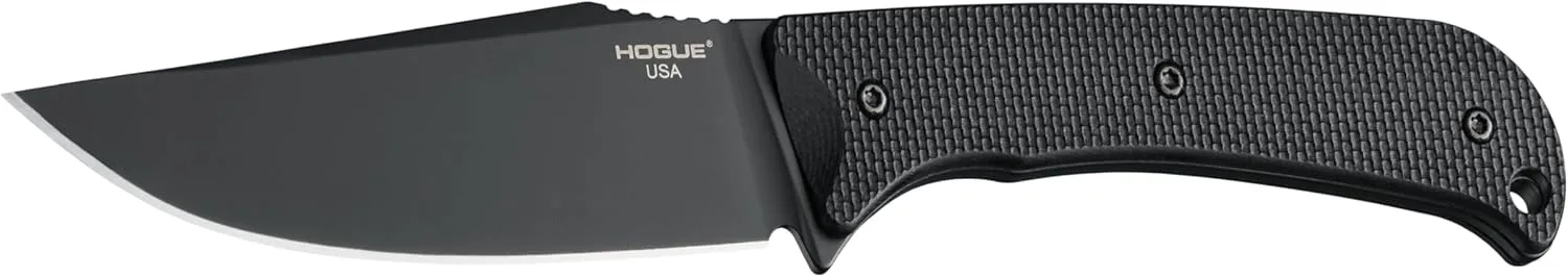 Hogue Extrak XL Fixed Blade Knife 3.9" CPM-M4 Black Cerakote Clip Point, Black G10 Handles, Nylon Blade Guard - 35854