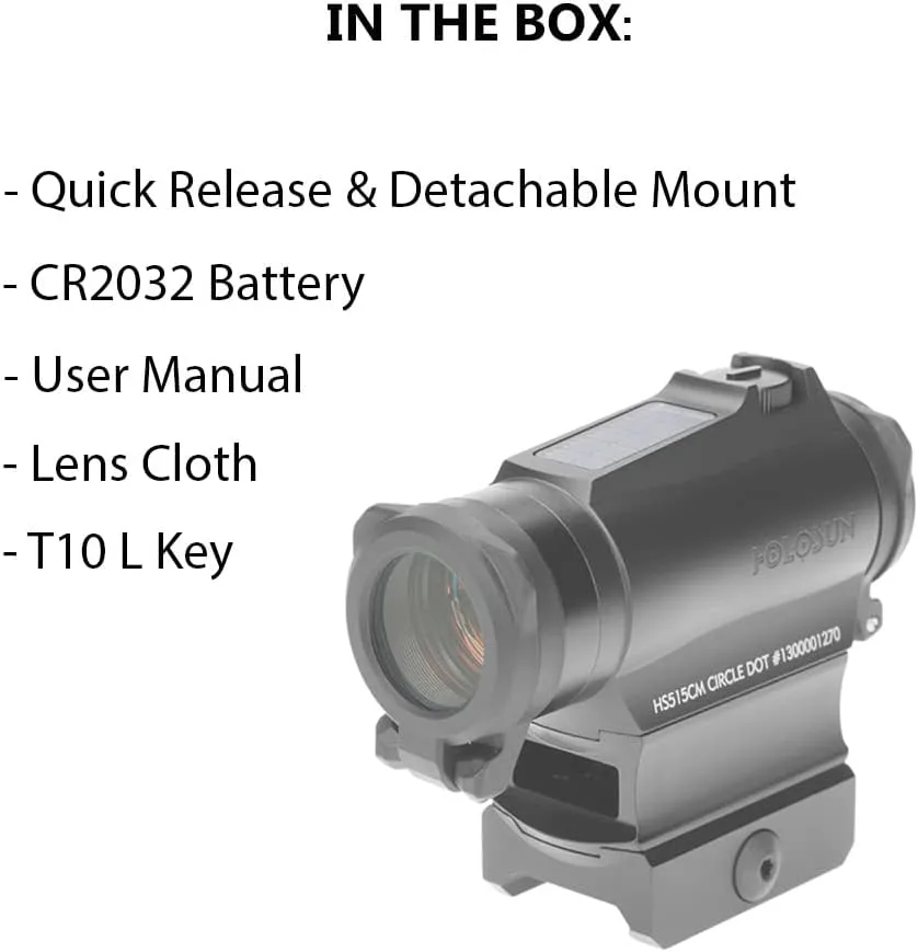 HOLOSUN HS515CM / HE515CM-GR 2 MOA Dot & 65 MOA Circle Micro Sight for Rifle