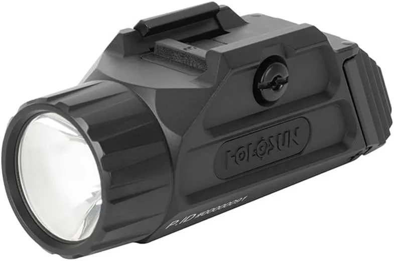 HOLOSUN P.ID HC Pistol Mounted White Flashlight High Candela - High/Low Output Modes 800/400 Lumens Rechargeable Waterproof