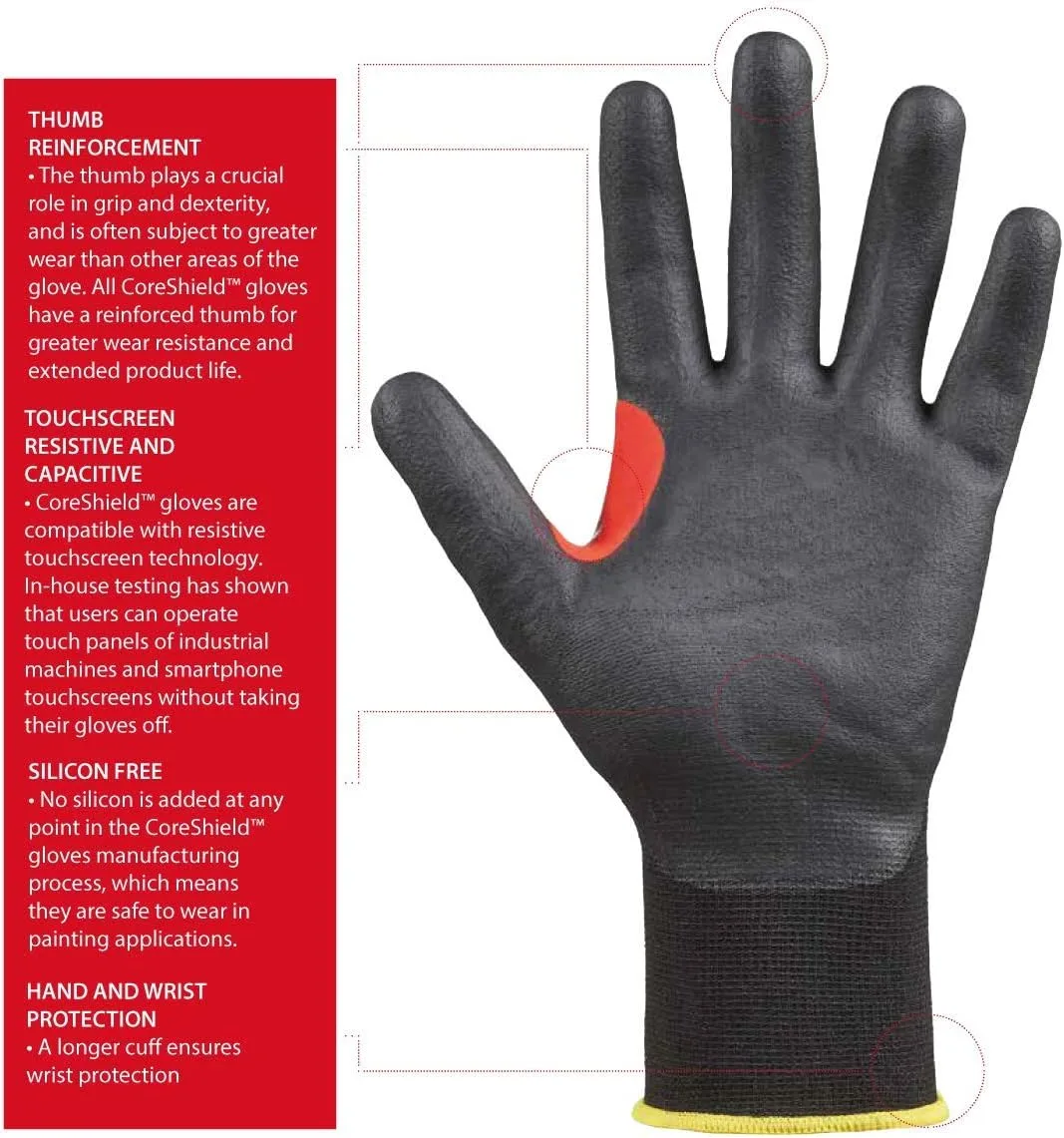 Honeywell Safety Products CoreShield, 13 gauge HPPE/basalt white liner, nitrile micro-foam grey coating, A4/D