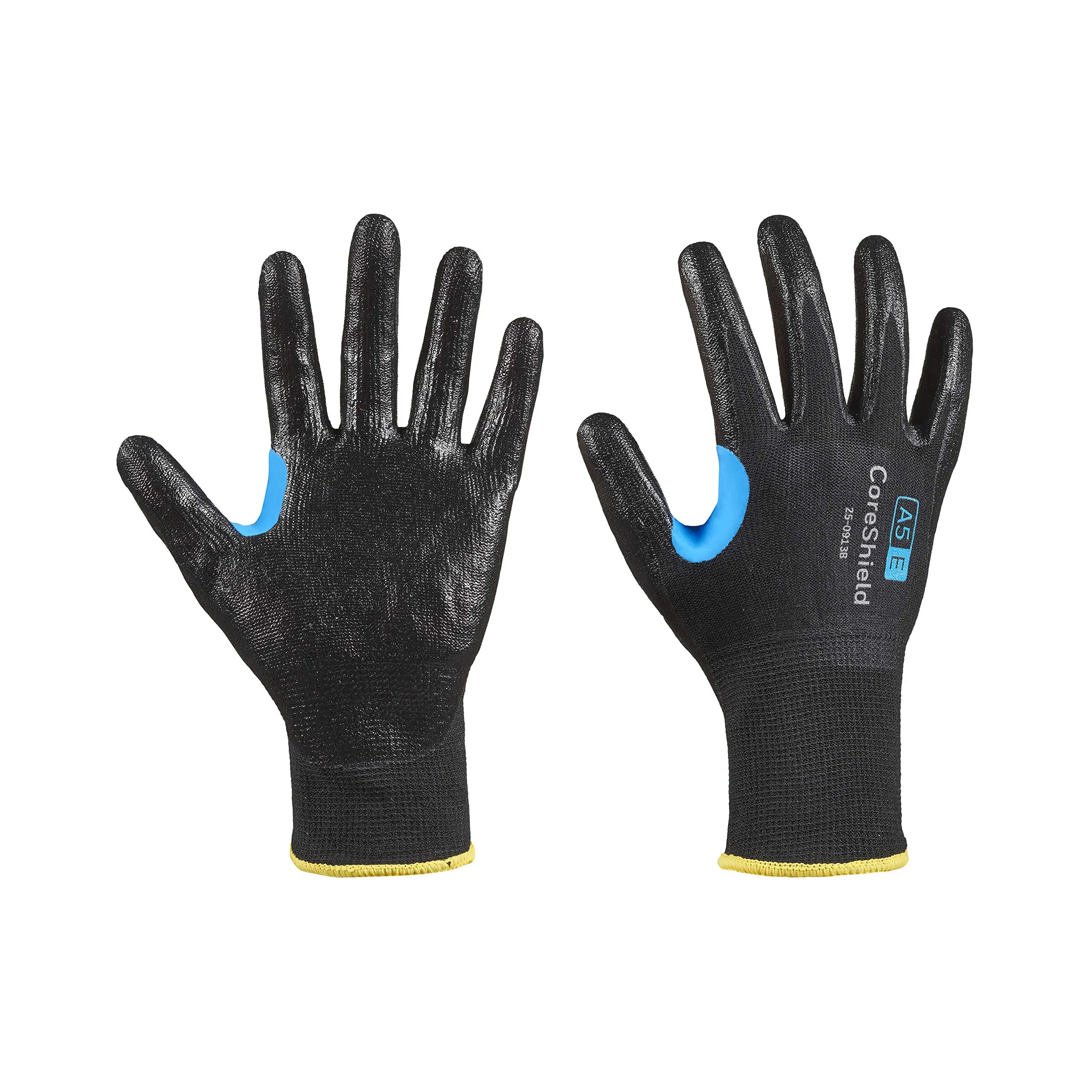 Honeywell CoreShield 13-Gauge Cut-Resistant Glove — Black Nitrile Coating, A5/E, Size 9/L