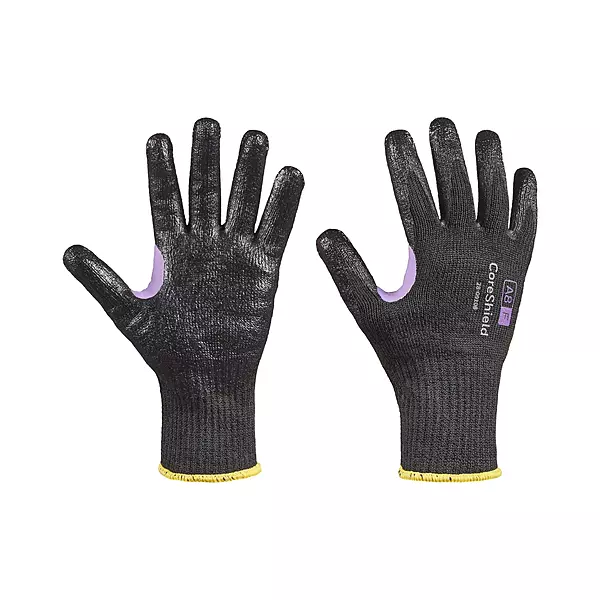Honeywell CoreShield, 10 gauge HPPE/Kevlar/alloy black liner, smooth nitrile black coating, A8/F
