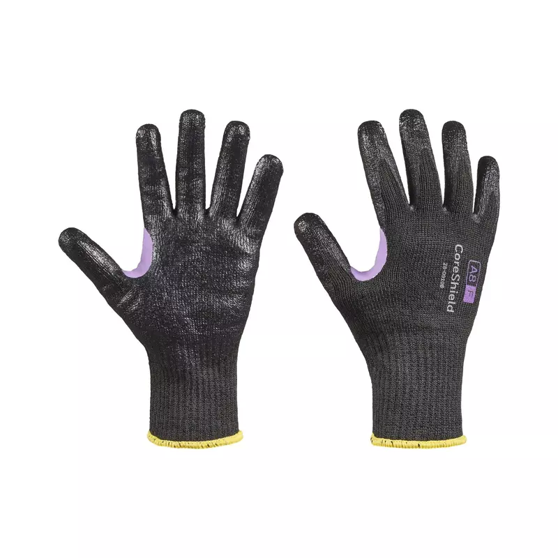 Honeywell CoreShield, 10 gauge HPPE/Kevlar/alloy black liner, smooth nitrile black coating, A8/F