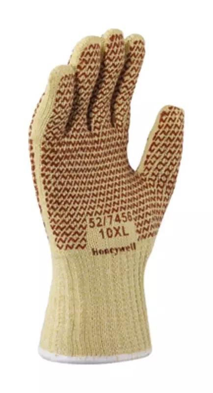 Honeywell Safety Products USA Yellow, White and Rust 7 Gauge Kevlar and Cotton Hot Mill Gloves with Knit Wrist