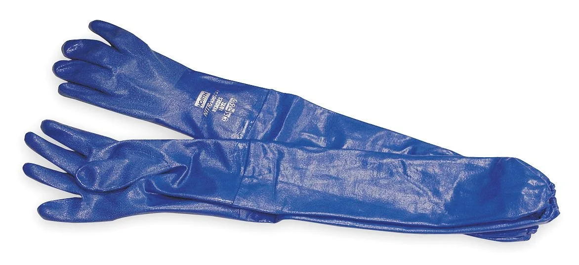 Honeywell Size 8 Blue Nitri-Knit Knit Lined Supported Nitrile Chemical Resistant Gloves
