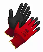 Honeywell Large NorthFlex Red NF11 15 Gauge Black Foam PVC Palm and Fingertips Coated Work Gloves with Red Nylon Liner