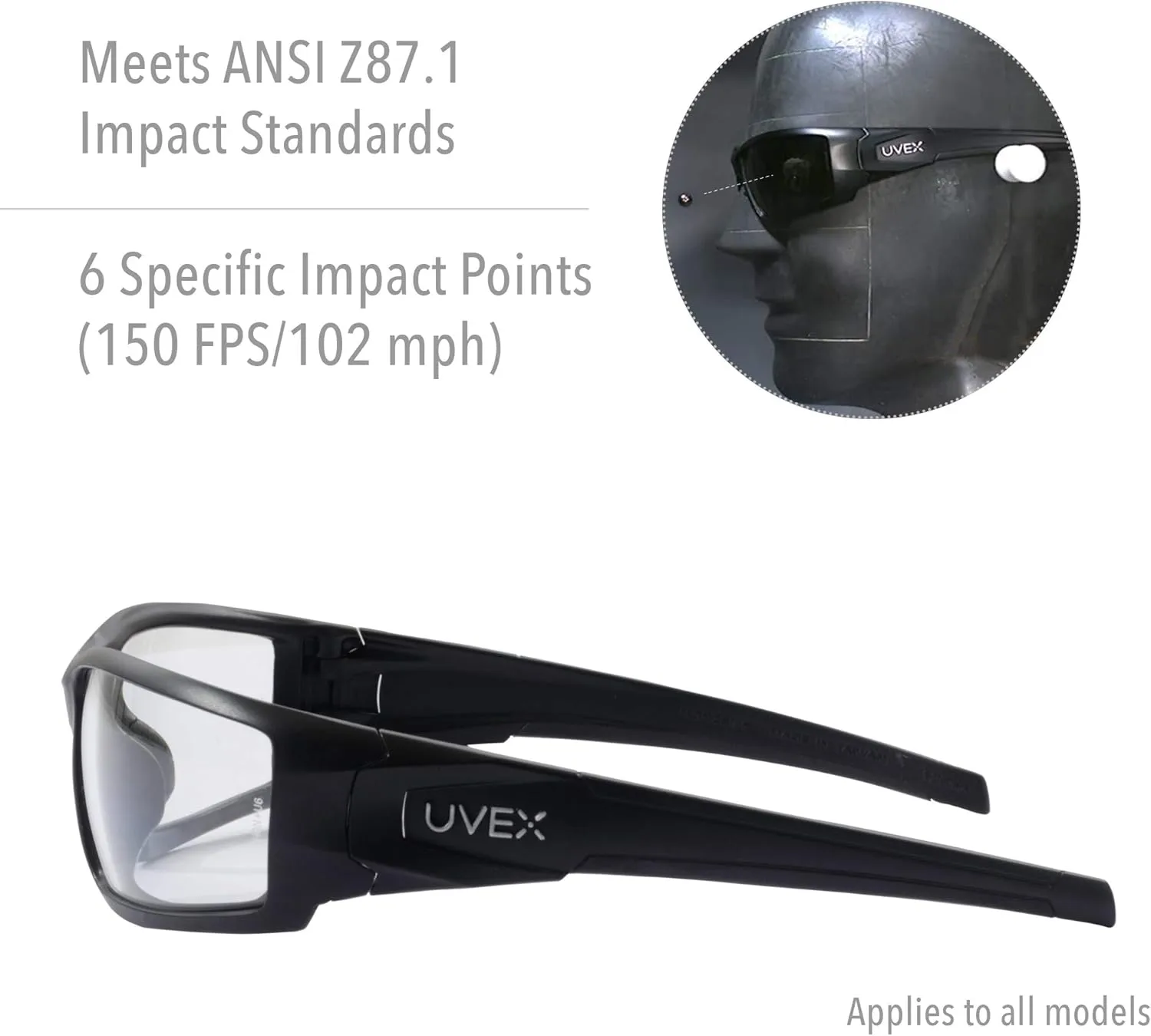 Honeywell Uvex Hypershock Safety Glasses, Brown Frame with Gold Mirror Lens & Anti-Scratch Hardcoat (S2964) 5.6 x 1.7 inch