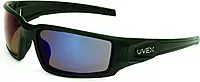 Uvex by Honeywell Hypershock Safety Glasses, Black Frame with Blue Mirror Lens & Anti-Scratch Hardcoat (S2945)