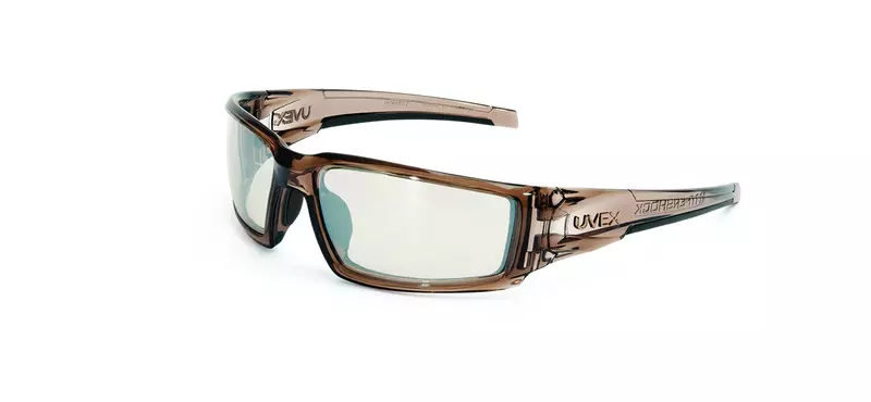 Honeywell Uvex Hypershock Safety Glasses, Brown Frame with SCT-Reflect 50 Lens & Anti-Scratch Hardcoat (S2963)
