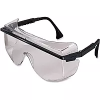 Honeywell Uvex Shade 5.0 Safety Glasses, Scratch-Resistant, OTG One Size Clear Lens, Black Frame