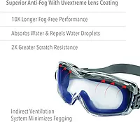 UVEX by Honeywell Stealth +2.5 Diopter Reading Magnifier Goggles with Uvextreme Anti-Fog Lens (S3993X), Clear