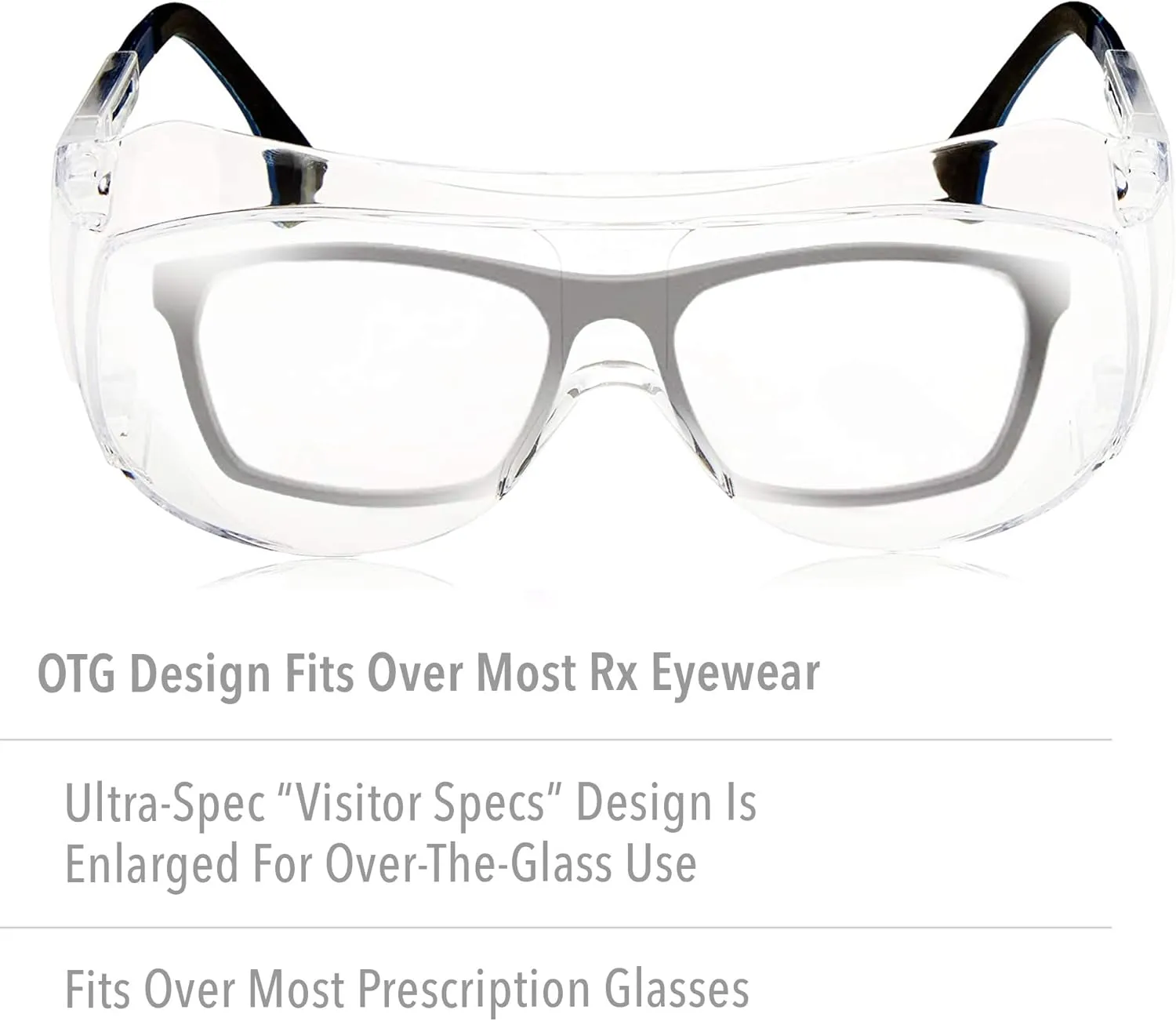 Honeywell Uvex Ultra-Spec 2001 OTG (Over-the Glass) Visitor Specs Safety Glasses with Clear Ultra-Dura Anti-Scratch Lens