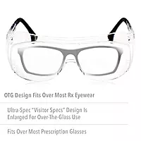 Honeywell Uvex Ultra-Spec 2001 OTG (Over-the Glass) Visitor Specs Safety Glasses with Clear Uvextreme Anti-Fog Lens (S0112C)