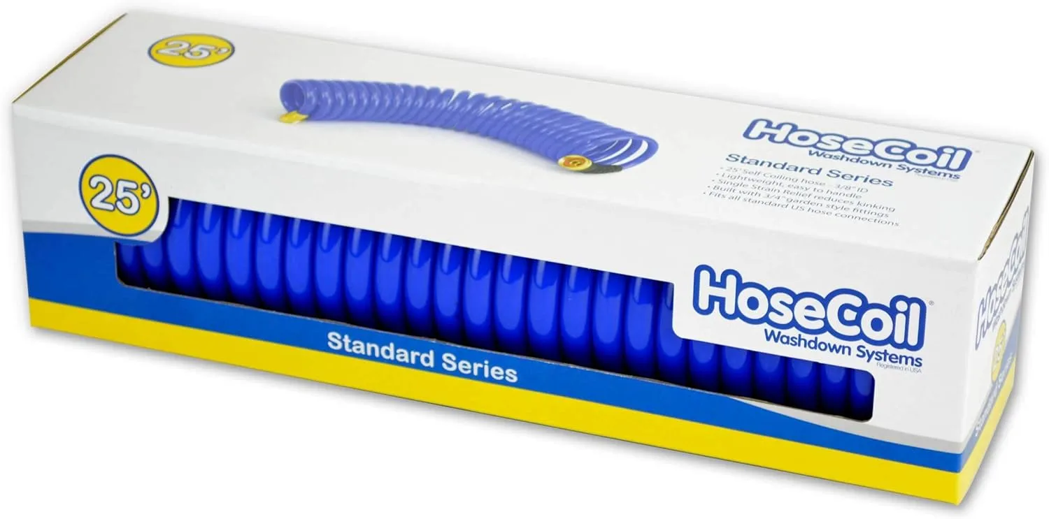 HOSECOIL 3/8 inch ID Self Coiling Garden RV Marine Outdoor Water Hose