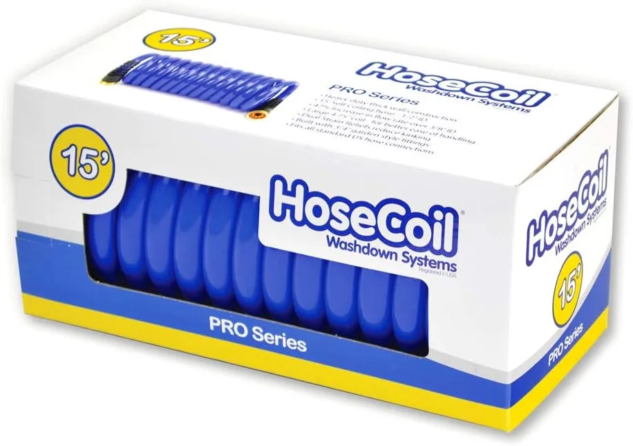 HOSECOIL PRO 1/2" Self Coiling Garden, RV, Outdoor Water Hose