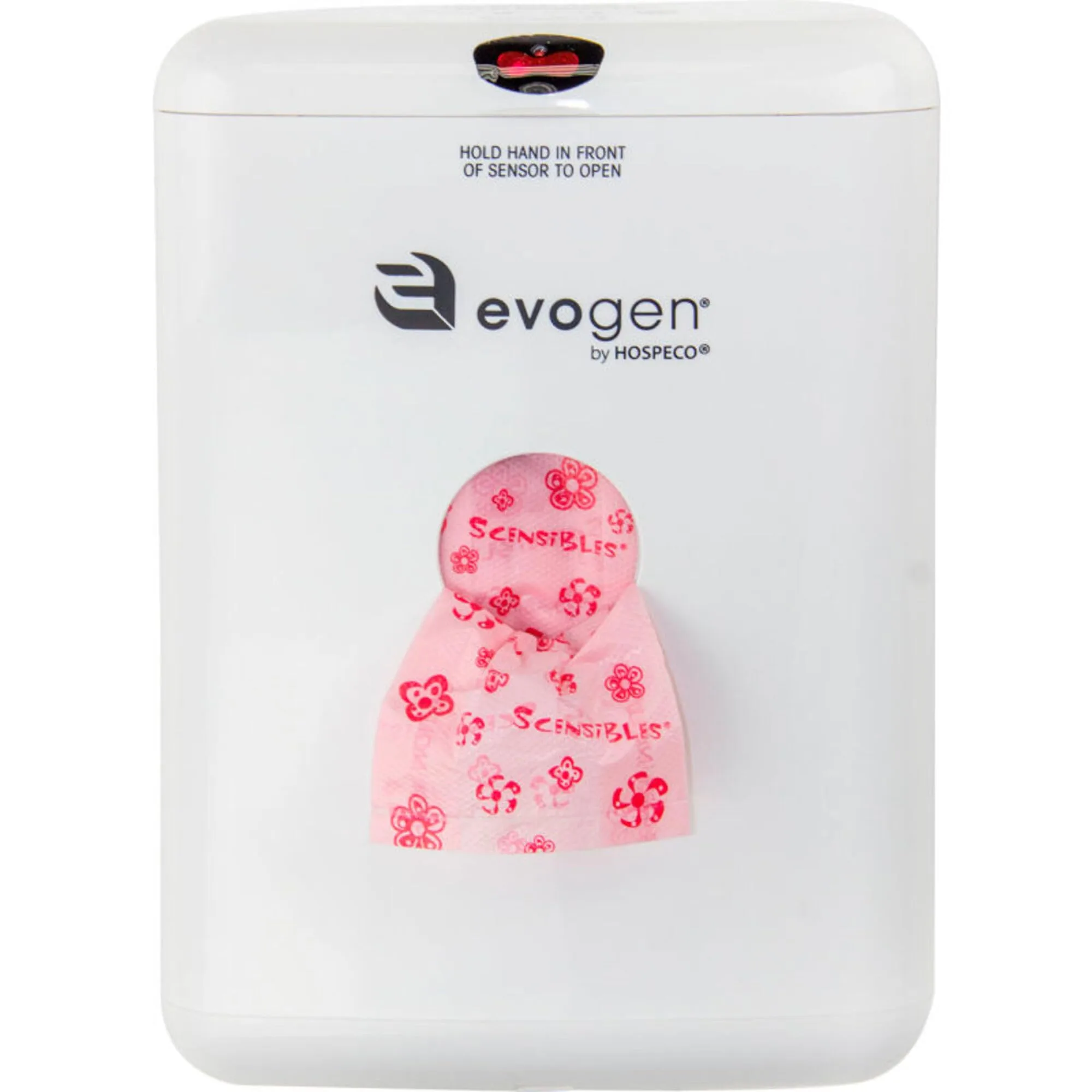 Hospeco EvoGen No Touch ABS Combination Waste Receptacle, 12-1/2inH x 5-3/4inW, White