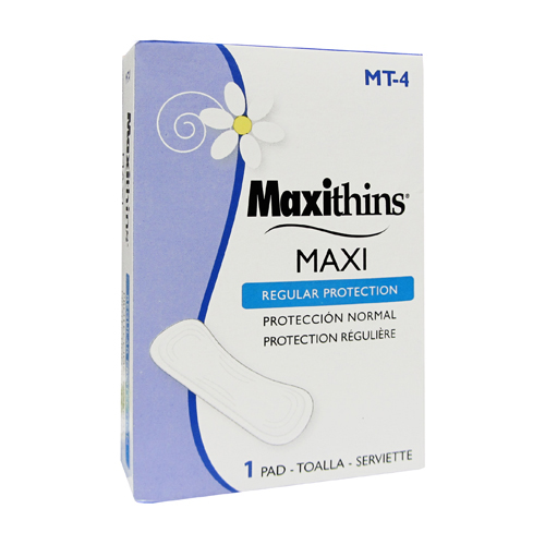 Hospeco Maxithins Maxi Pads Regular Absorbency #4 Box 250 / cs