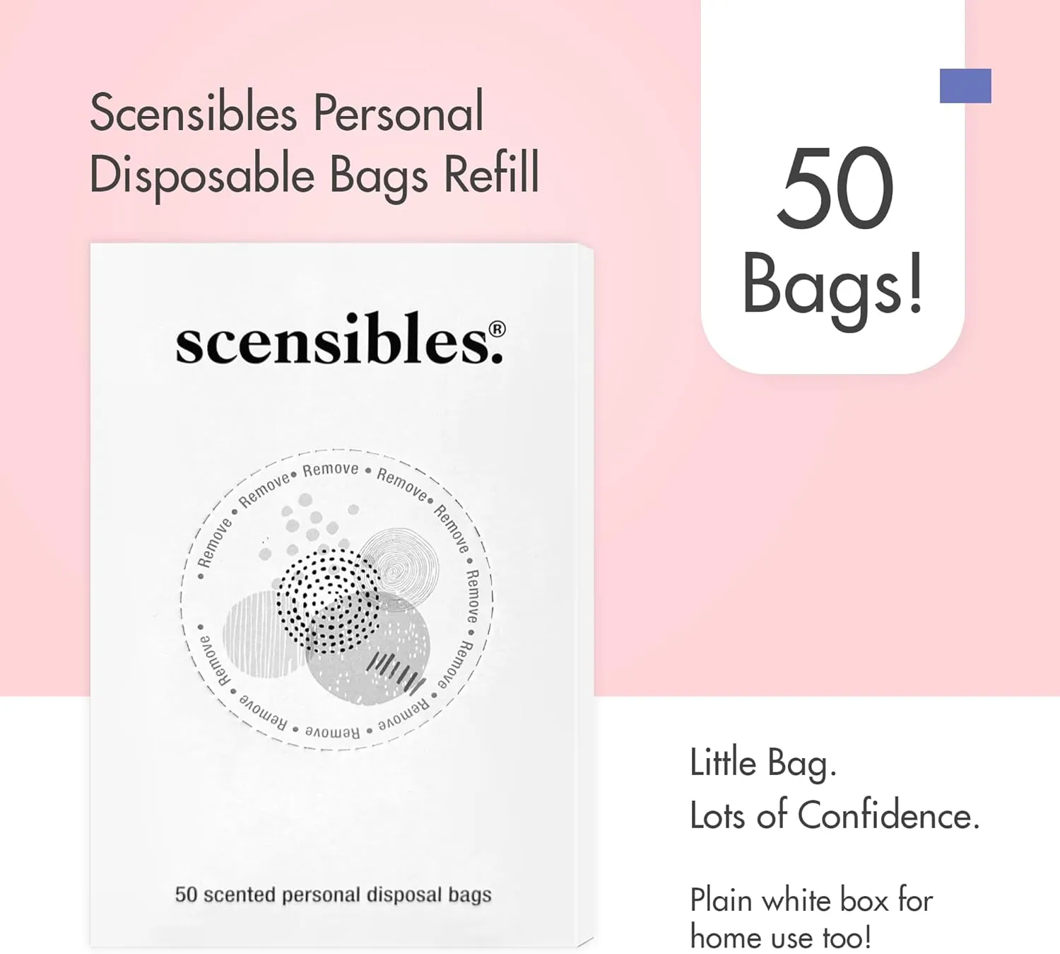 Hospeco Scensibles Disposal Bags for Menstrual Care – 50 Bags/Box, 5-5/8 x 7-1/2 in