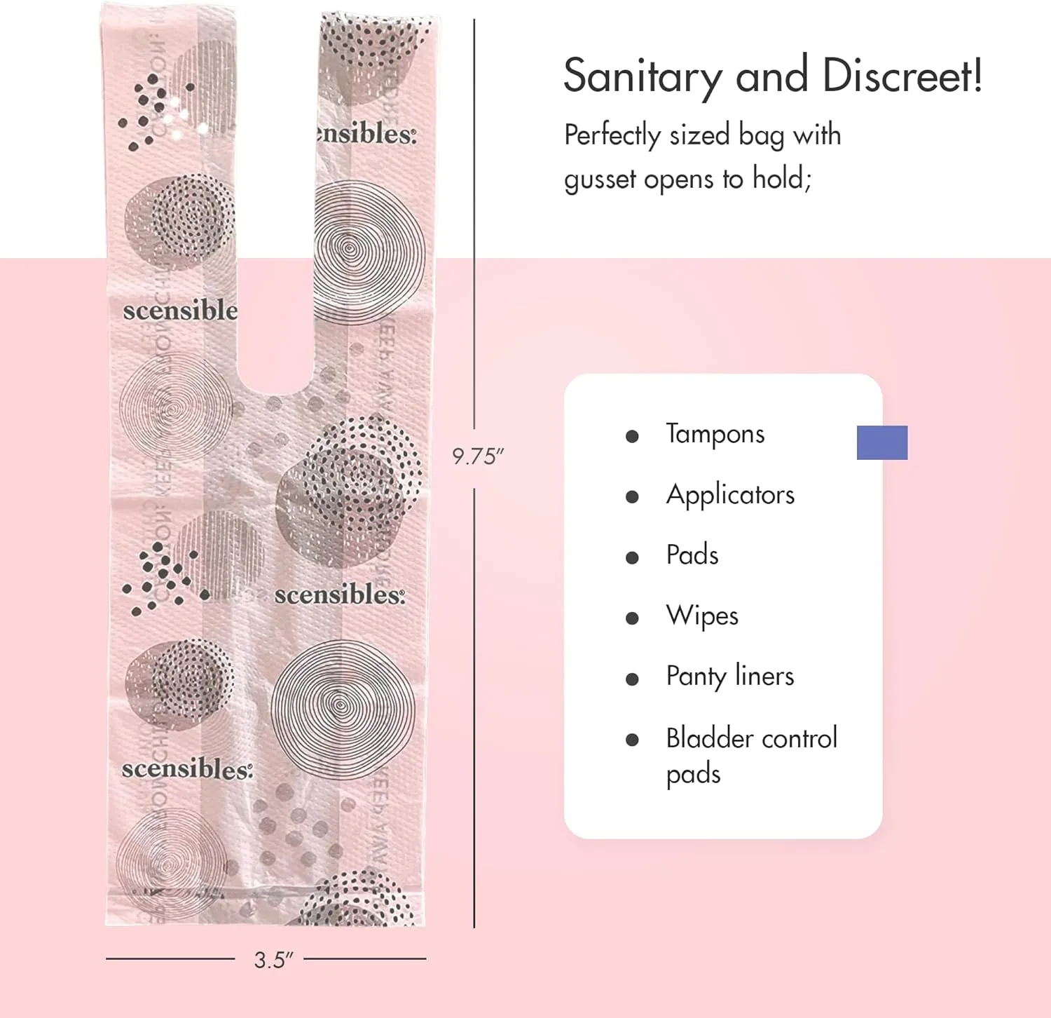 Hospeco Scensibles Disposal Bags for Menstrual Care – 50 Bags/Box, 5-5/8 x 7-1/2 in