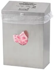 Hospeco Scensibles Combo Stainless Steel Waste Receptacle/Dispenser, 4-7/16inH x 8-1/2inW, Silver