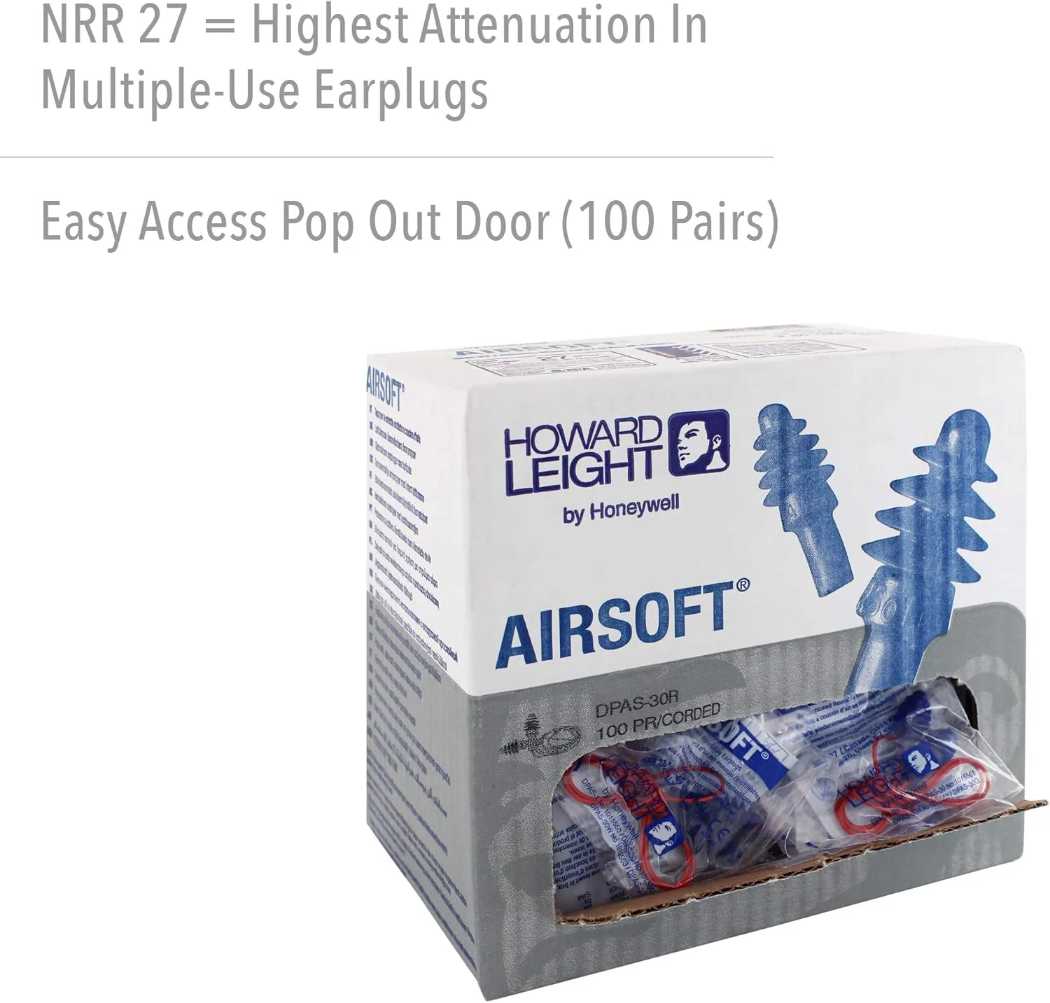 Howard Leight by Honeywell AirSoft Flanged Reusable Earplugs