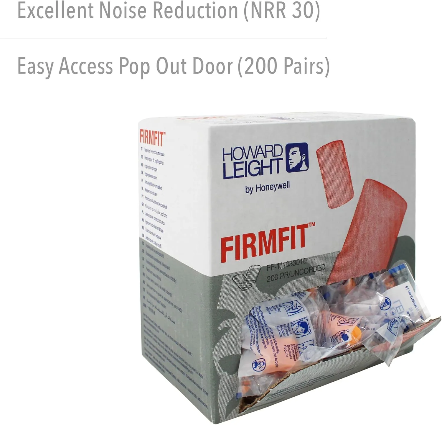 Howard Leight by Honeywell FirmFit Disposable Foam Earplugs, Polybag, 200-Pairs (FF-1) , Orange 200 Pairs