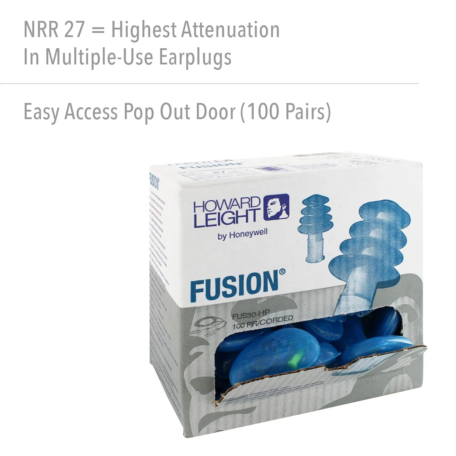 Howard Leight by Honeywell Fusion Corded Reusable Earplugs