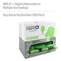 Howard Leight by Honeywell Fusion Corded Reusable Small Earplugs, 100-Pairs (FUS30S-HP) Small, 100 Pairs