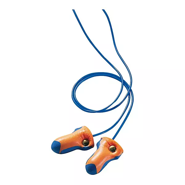 Howard Leight by Honeywell LT-30 Hundred-Pair 32NRR Laser Trak Corded Single-Use Earplugs - Orange/Blue 100 Pairs