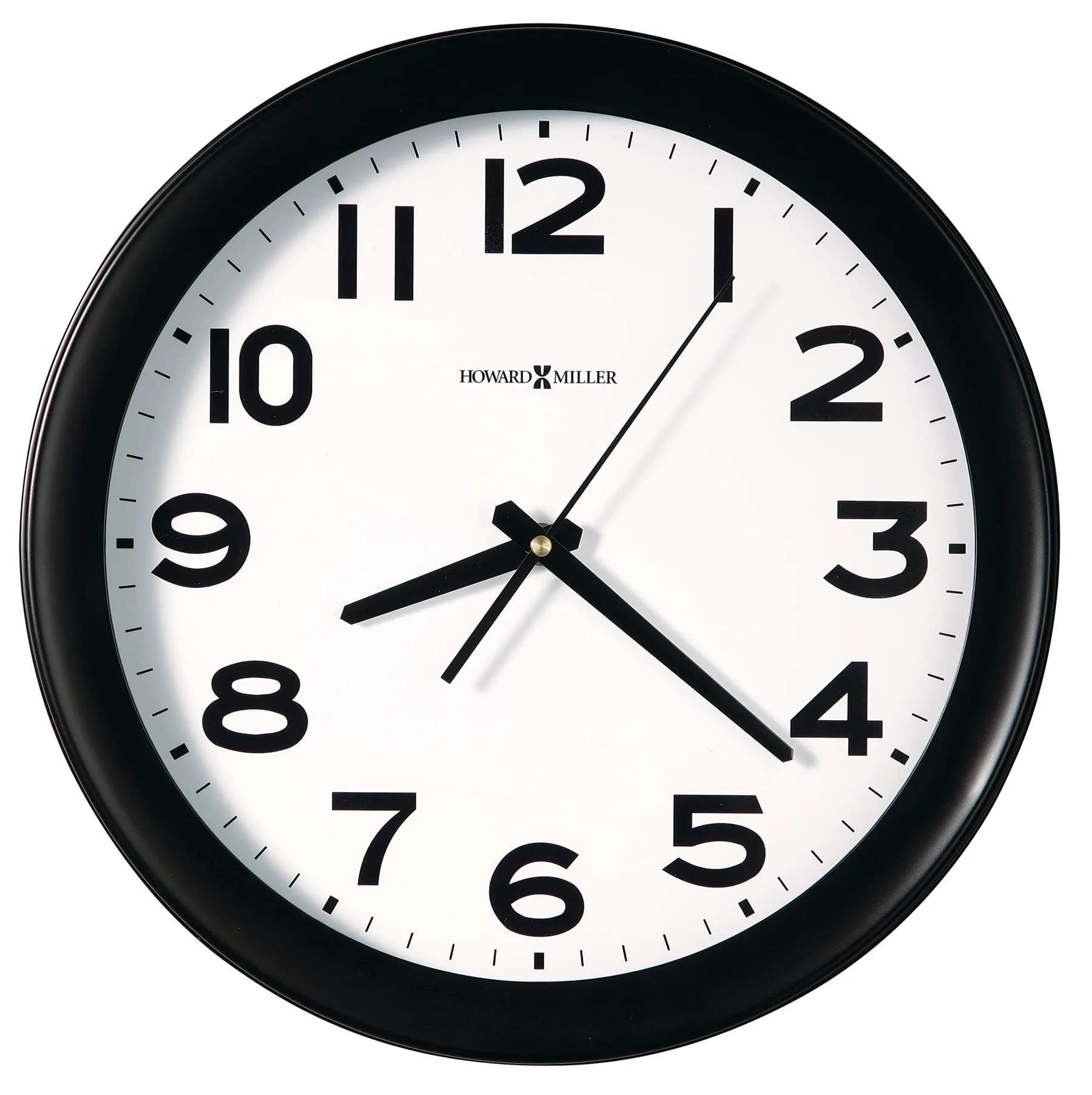 Howard Miller Kenwick Wall Clock, Black Case Classic Round Design with White Dial Optical Crystal Glass