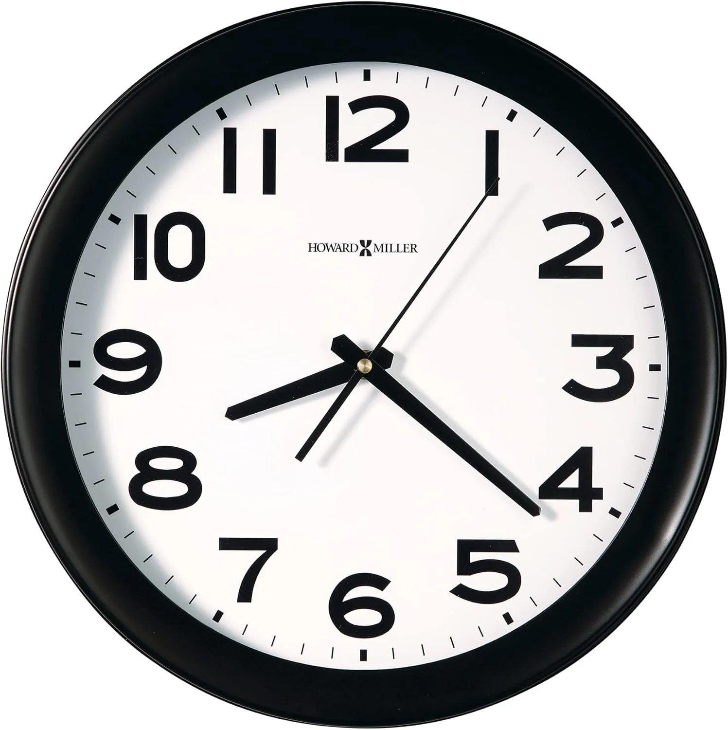 Howard Miller Kenwick Wall Clock, Black Case Classic Round Design with White Dial Optical Crystal Glass