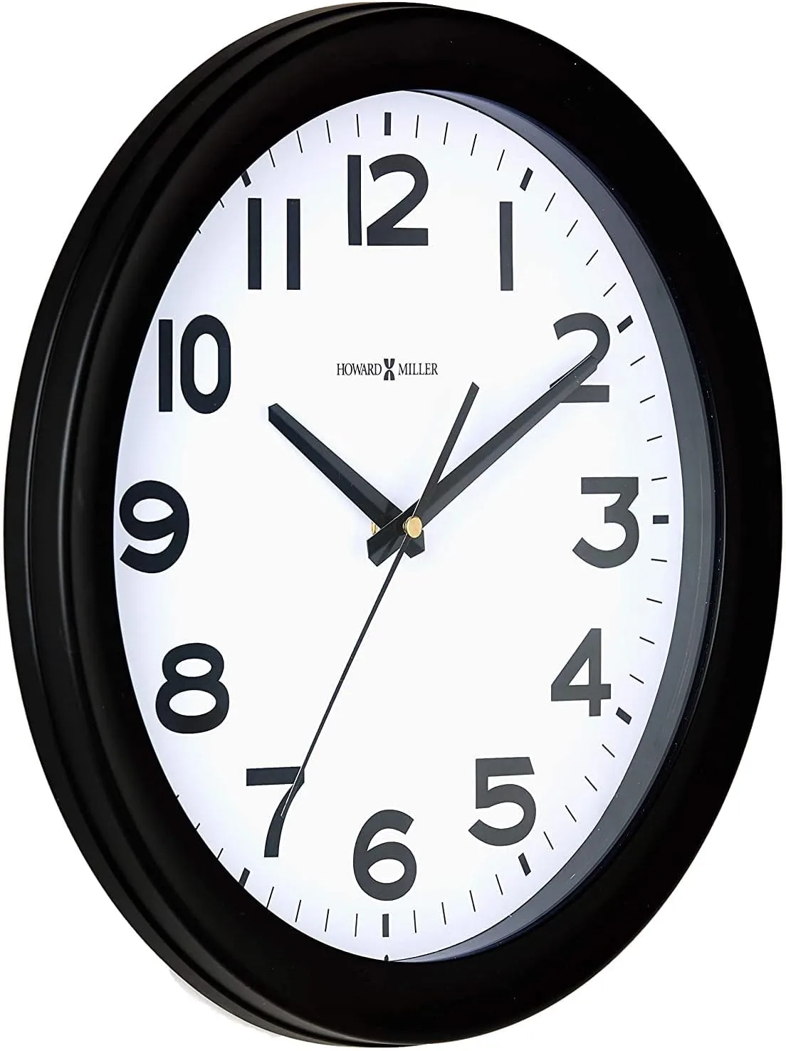 Howard Miller Kenwick Wall Clock, Black Case Classic Round Design with White Dial Optical Crystal Glass