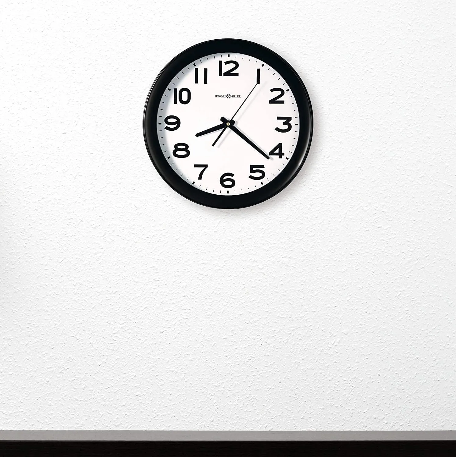 Howard Miller Kenwick Wall Clock, Black Case Classic Round Design with White Dial Optical Crystal Glass