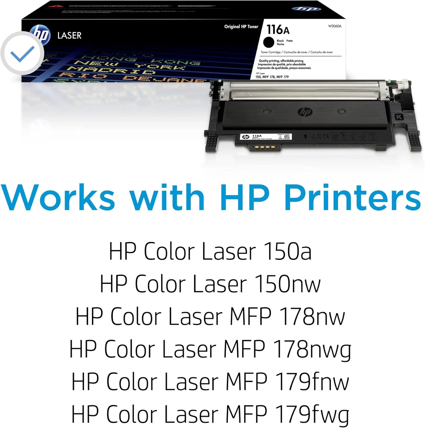 HP 116A Black Toner Cartridge | Works with HP Color Laser 150/178/179 | W2060A