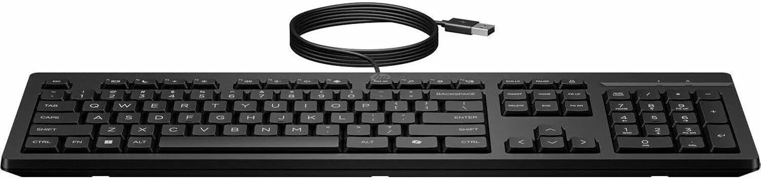 HP 125 Wired Keyboard - Cable Connectivity - USB Type A Interface - Copilot Hot Key(s) - Windows 11, Windows 10 - PC - Recycled Plastic - Plunger Keyswitch - Black