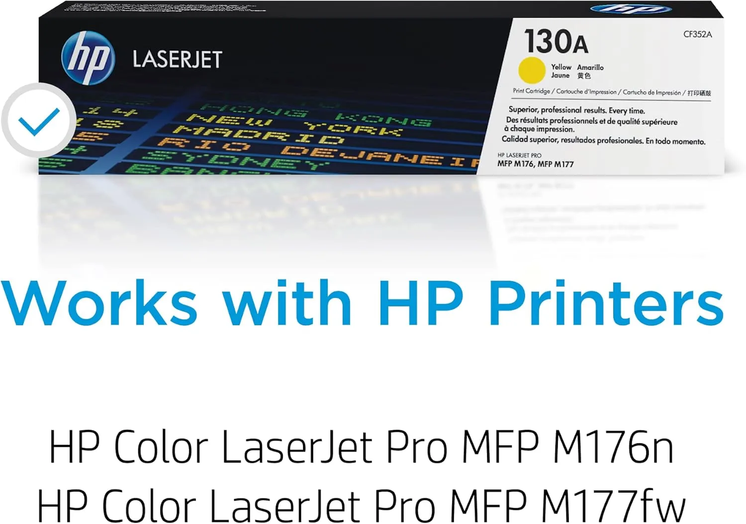 HP 130A Yellow Toner Cartridge | Works with HP Color LaserJet Pro MFP M176, M177 Series | CF352A OEM