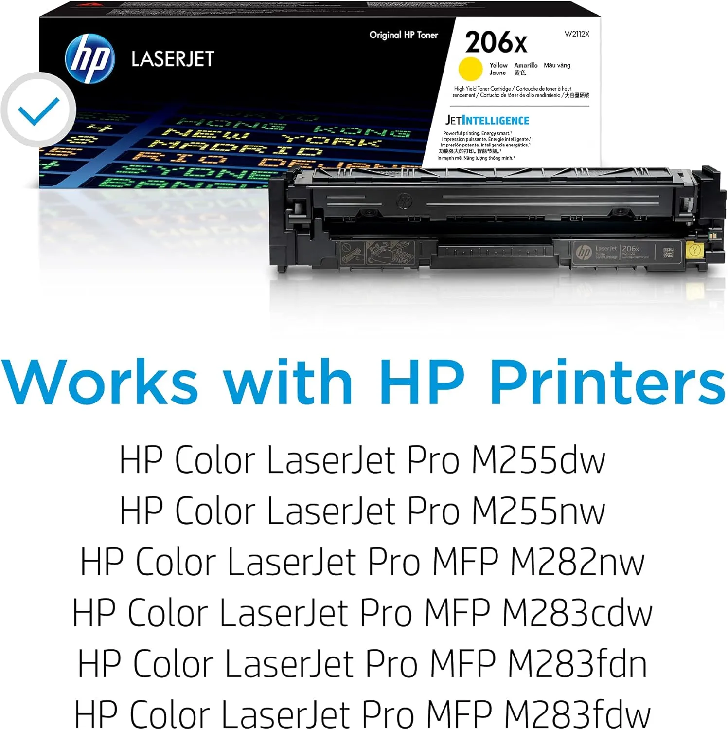 HP 206X Yellow High-yield Toner Cartridge | Works with HP Color LaserJet Pro M255, M282, M283 | W2112X